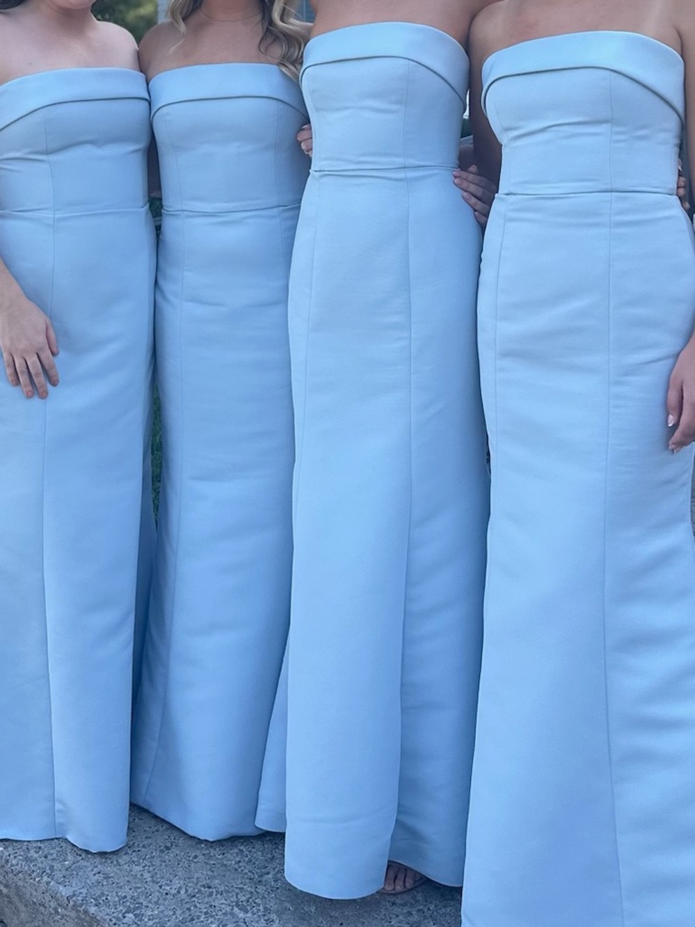 Amsale Strapless Powder Blue Column Gown
